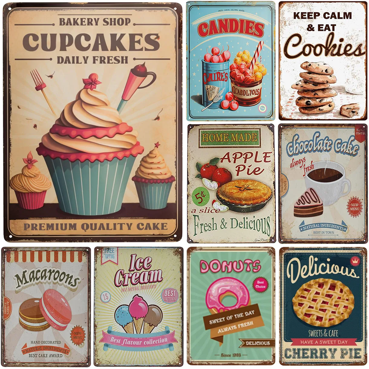 Kitchen Set Bakery - Letrero Metálico HD Vintage con Temática
