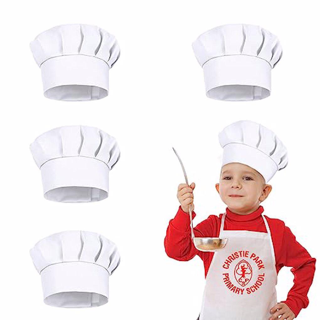Baking Kitchen Kids - 4 Gorros de Cocina Blancos para