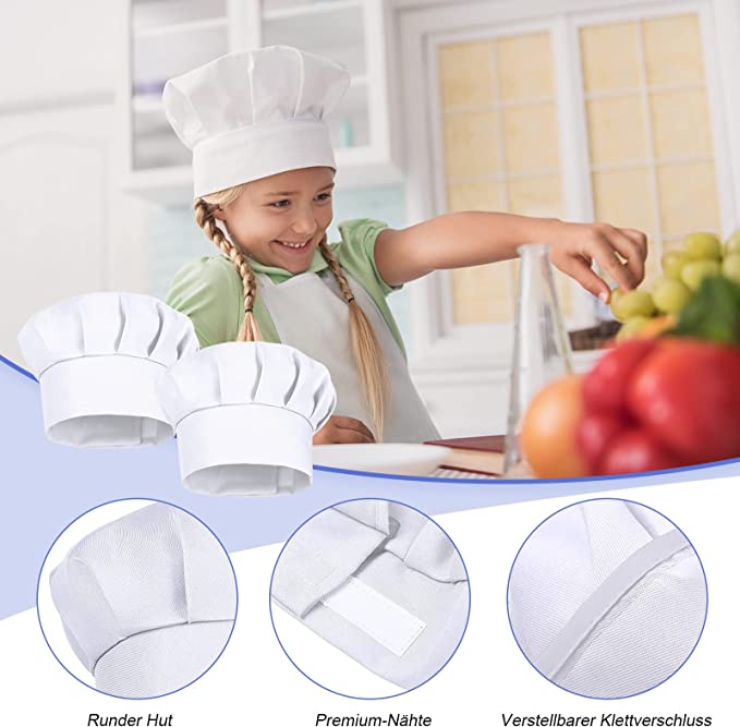 4 Gorros de Cocina Blancos par - Baking Kitchen Kids reseña y precio